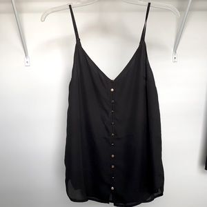 Black Camisole + Gold Button Detail